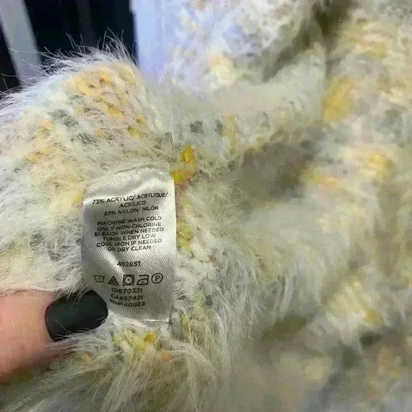 Loft Ann Taylor Cardigan Women M Marled Knit Open Front Eyelash Sweater - Picture 4 of 7